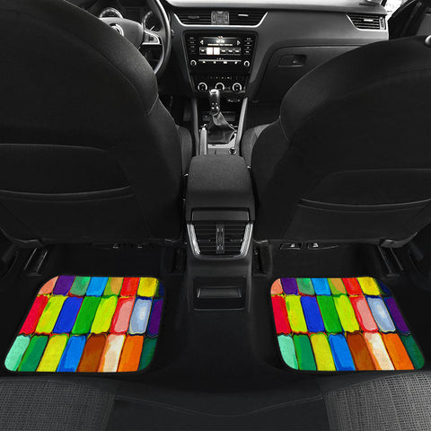 Image of Abstract rainbow colorful tiles mozaic pattern Car Mats Back/Front, Floor Mats