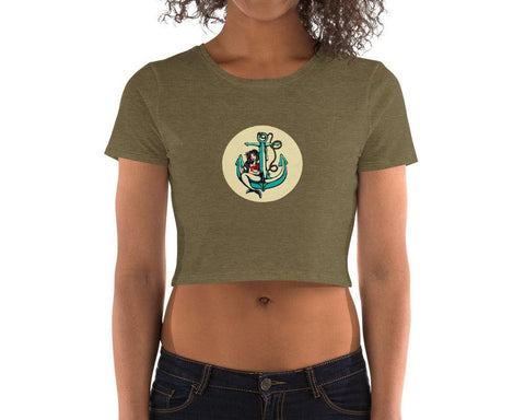 Image of Anchored Mermaid Women’S Crop Tee, Fashion Style Cute crop top, casual outfit,