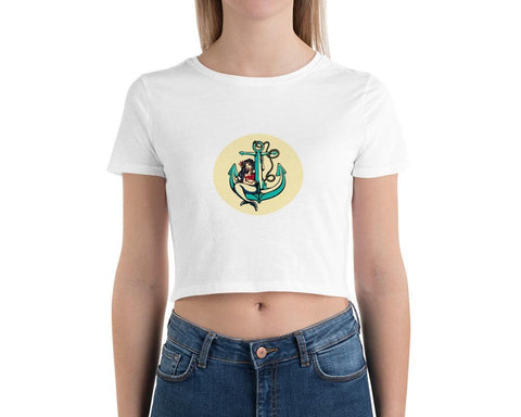 Image of Anchored Mermaid Women’S Crop Tee, Fashion Style Cute crop top, casual outfit,