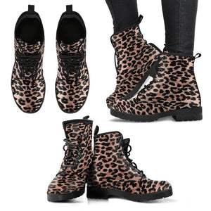Leopard Cheetah Animal Print Women’s Vegan Leather Rain Boots , Hippie