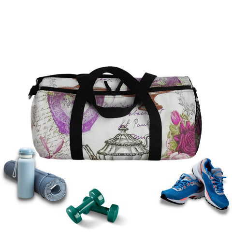 Image of Antique Floral Teapot Duffel Bag, Weekender Bags/ Baby Bag/ Travel Bag/ Hospital