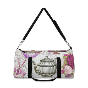 Antique Floral Teapot Duffel Bag, Weekender Bags/ Baby Bag/ Travel Bag/ Hospital