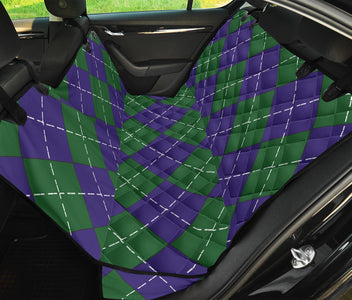Classic Argyle Pattern Car Seat Covers , Abstract Art, Backseat Pet Protectors,