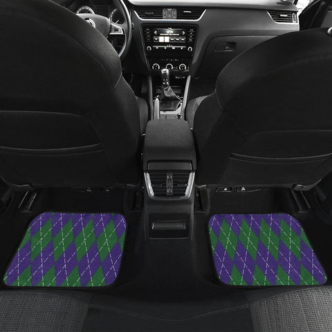 Image of Argyle pattern Car Mats Back/Front, Floor Mats Set, Car Accessories