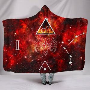 Aries Zodiac Astrology Chart Colorful Throw,Vibrant Pattern Blanket,Sherpa Blanket,Bright Colorful, Hooded blanket,Blanket Hood,Soft Blanket