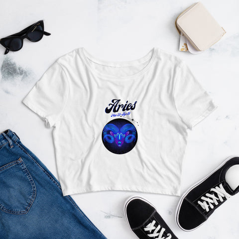 Image of Aries Zodiac Women’S Crop Tee, Fashion Style Cute crop top, casual outfit, Crop