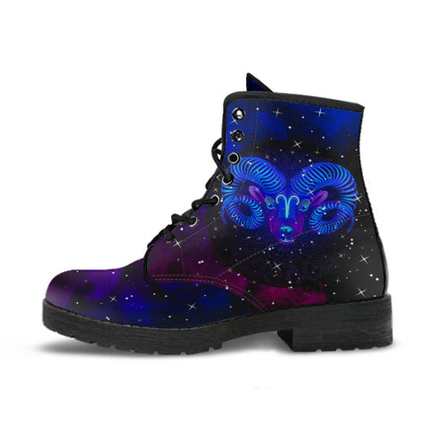 Image of Handcrafted Women’s Vegan Leather Boots , Aries Zodiac Sign Astrology , Stars