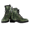 Army Green Camouflage Women's Vegan Leather Lace,Up Boots, Handcrafted Boho
