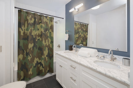 Army Green Camouflage Multicolored Shower Curtains, Water Proof Bath Decor | Spa