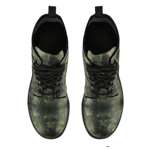 Image of Women's Army Green Camo Vegan Leather Boots , Handcrafted Ankle Boots , Bohemian