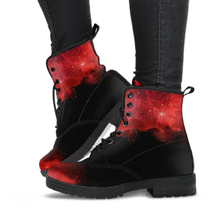 Astrology Milky Way Women's Leather Boots, Handmade Hippie Streetwear, Stylish Classic Boot, Perfect Gift for Astronomy Lovers