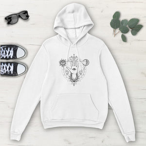 Astrology Sun Moon Hand Mystical Multicolored Classic Unisex Pullover Hoodie,