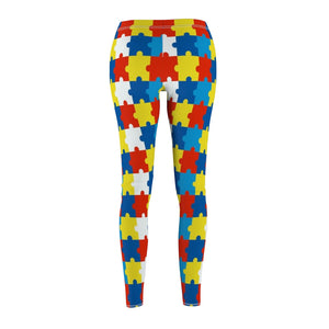 Autism Awareness Colorful Puzzle Piece Multicolored Women's Cut & Sew Casual