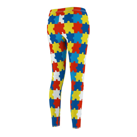 Image of Autism Awareness Colorful Puzzle Piece Multicolored Women's Cut & Sew Casual