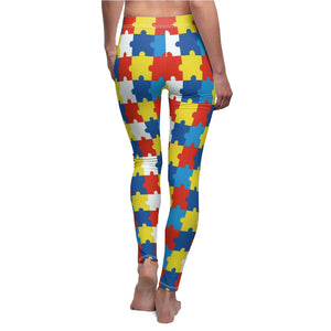 Autism Awareness Colorful Puzzle Piece Multicolored Women's Cut & Sew Casual