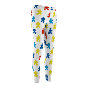 Autism Awareness White Colorful Puzzle Piece Multicolored Women's Cut & Sew