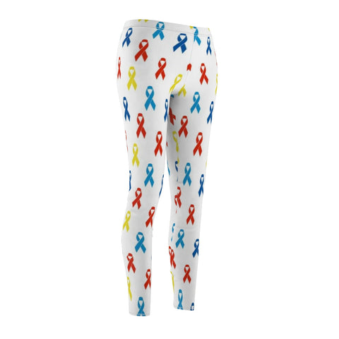 Image of Autism Colorful Ribbon Multicolored Women's Cut & Sew Casual Leggings, Yoga