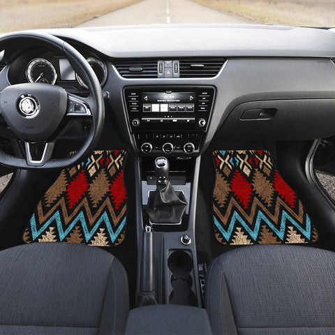 Image of Aztec Boho Style Pattern Car Mats Back/Front, Floor Mats Set, Car Accessories