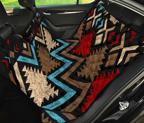 Image of Boho Aztec Pattern Car Back Seat Covers - Abstract Art, Backseat Pet Protectors, Unique Car Accessories