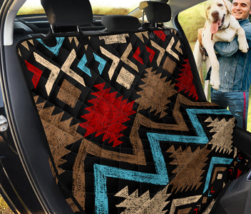 Boho Aztec Pattern Car Back Seat Covers - Abstract Art, Backseat Pet Protectors, Unique Car Accessories