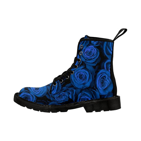 Image of Beautiful Blue Roses Womens Boots Custom Boots,Boho Chic Boots,Spiritual ,Comfortable Boots