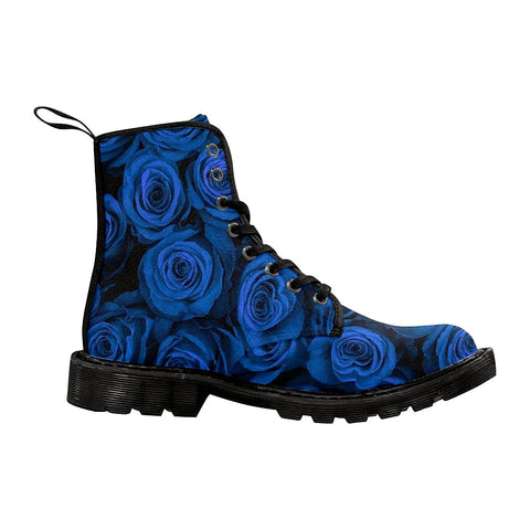 Image of Beautiful Blue Roses Womens Boots Custom Boots,Boho Chic Boots,Spiritual ,Comfortable Boots