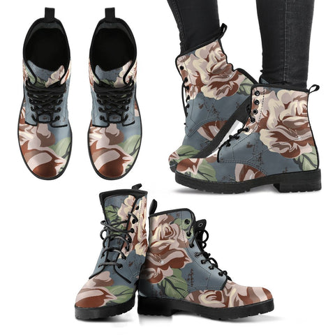 Image of Classic Vintage Rose: Women's Vegan Leather Boots, Women's Winter Boots,