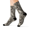 Beige Multicolored Skull & Bones Long Sublimation Socks, High Ankle Socks, Warm