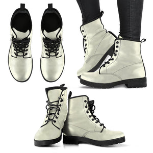 Beige Elegance: Women's Vegan Leather Boots, Durable Winter Rain Boots, Women's