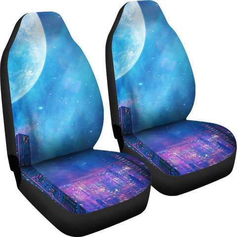 Image of Big Moon Blue City 2 Front Car Seat Covers Car Seat Covers,Car Seat Covers Pair,Car Seat Protector,Car Accessory,Front Seat Covers