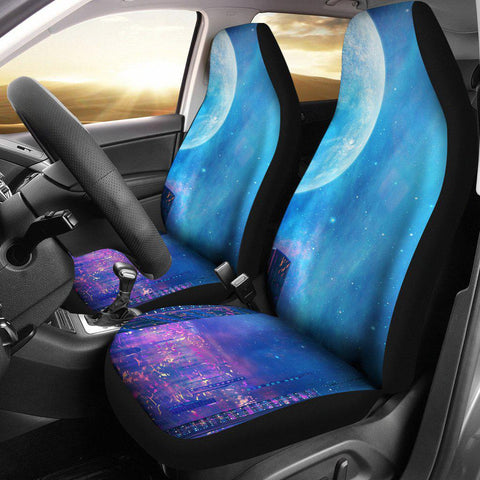 Image of Big Moon Blue City 2 Front Car Seat Covers Car Seat Covers,Car Seat Covers Pair,Car Seat Protector,Car Accessory,Front Seat Covers