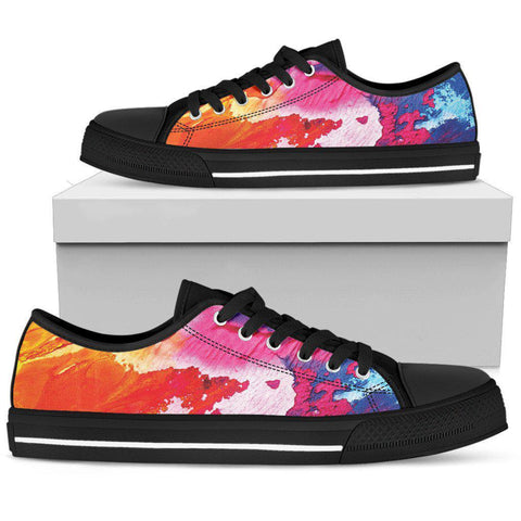 Image of Black Abstract Colorful Low Tops, Streetwear, High Quality,Handmade Crafted,Spiritual, Boho,All Star,Custom Shoes,Women's Low Top