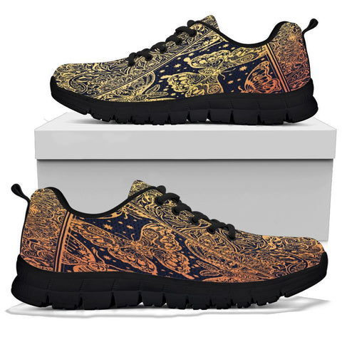 Image of Gold Butterfly Women's Sneaker , Breathable, Custom Printed Hippie Style,