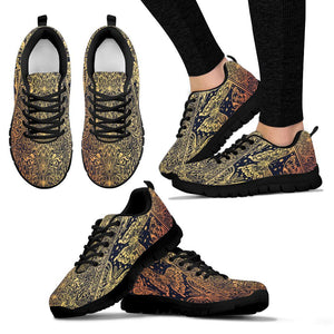 Gold Butterfly Women's Sneaker , Breathable, Custom Printed Hippie Style,