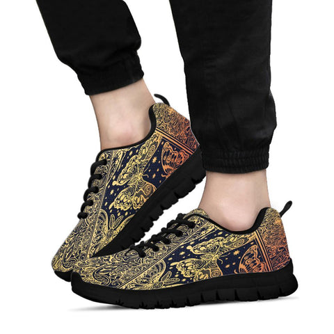 Image of Gold Butterfly Women's Sneaker , Breathable, Custom Printed Hippie Style,
