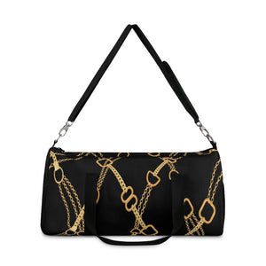 Black And Gold Chain Printed Duffel Bag, Weekender Bags/ Baby Bag/ Travel Bag/