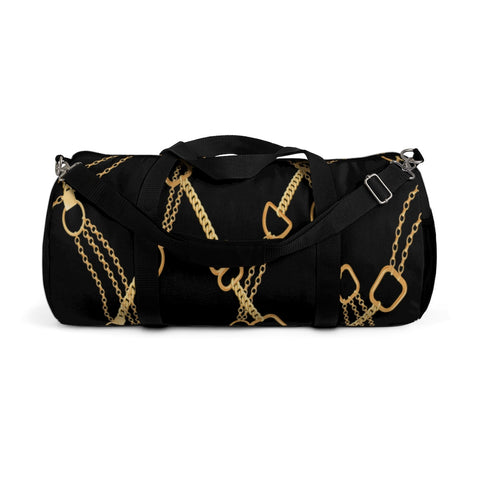 Image of Black And Gold Chain Printed Duffel Bag, Weekender Bags/ Baby Bag/ Travel Bag/
