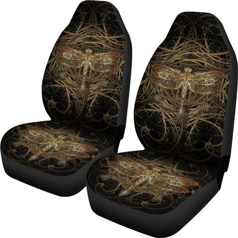 Image of Black And Gold Dragonfly Car Seat Covers,Car Seat Covers Pair,Car Seat Protector,Car Accessory,Front Seat Covers,Seat Cover for Car