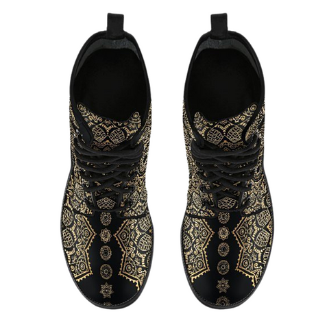 Image of Gold Elephant Mandala Women's Vegan Leather Boots, Rain Boots, Hippie