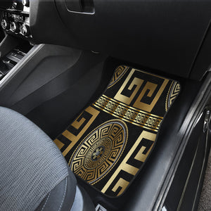 Black And Gold Greek Style Car Mats Back/Front, Floor Mats Set, Car Accessories