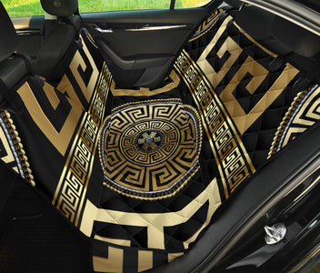 Stylish Black and Gold Greek-Style Pet Car Seat Covers - Abstract Art, Backseat Seat Protector, Unique Car Accessories