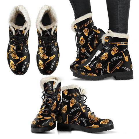 Image of Black And Gold Instruments Classic Boot, Custom Boots,Boho Chic boots,Spiritual Combat Style Boots, Rain Boots,Hippie,Combat Style Boots