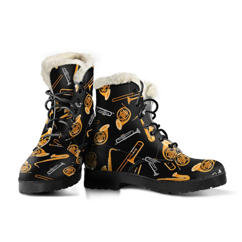 Image of Black And Gold Instruments Classic Boot, Custom Boots,Boho Chic boots,Spiritual Combat Style Boots, Rain Boots,Hippie,Combat Style Boots