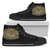 Black And Gold Lotus Canvas Shoes,High Quality,Spiritual,High Tops Sneaker,Hippie,Streetwear,All Star,Custom Shoes,Womens High Top