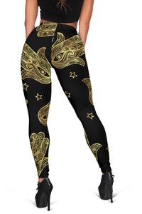 Black And Gold Palm Leggings, Polyester Spandex Tights, Activewear Leggings,Womens Leggings,workout leggings,Casual Leggings,yoga leggings