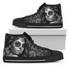 Black And Grey Calavera High Tops Sneaker,Multi Colored,High Quality,Handmade Crafted,Streetwear,All Star,Custom Shoes,Womens High Top