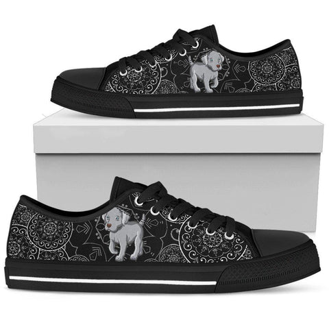 Image of Black And Grey Mandala Dog Canvas Shoes, Multi Colored, Hippie, Low Tops Sneaker, High Quality,Handmade Crafted,Spiritual, Boho,Streetwear