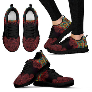 Black And Orange Colorful Paisley Womens Sneakers, Top Shoes,Running Low Top Shoes, Athletic Sneakers,Kicks Sports Wear, Shoes