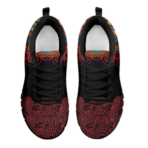 Black And Orange Colorful Paisley Womens Sneakers, Top Shoes,Running Low Top Shoes, Athletic Sneakers,Kicks Sports Wear, Shoes
