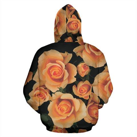 Image of Black And Orange Floral Hippie Hoodie,Custom Hoodie, Bright Colorful, Fashion Wear,Fashion Clothes,Handmade Hoodie,Floral,Pullover Hoodie